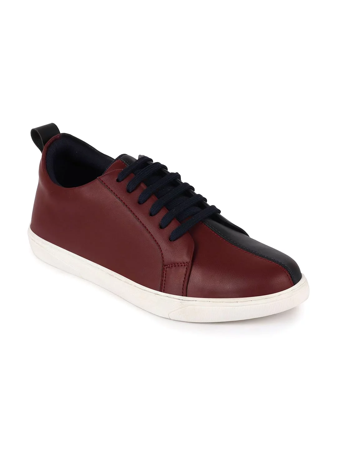 Men Red/Navy Lace Up Colorblocked Sneakers