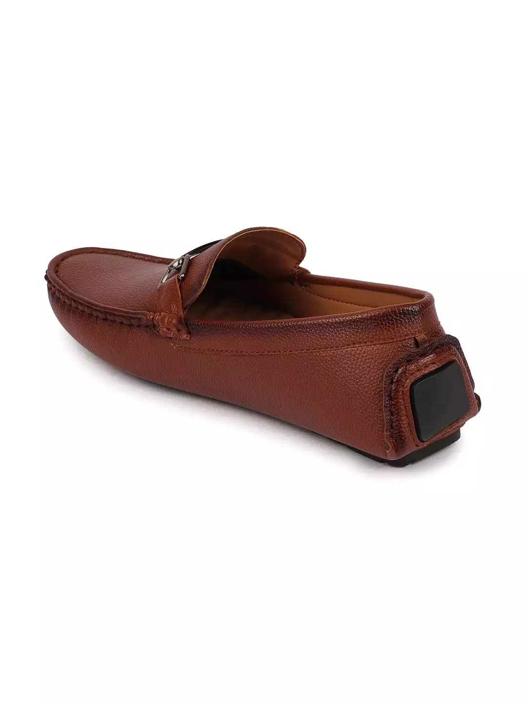 Men Tan Casual Slip On Textured Stitched Design Driving Loafer and Moccasin Shoes