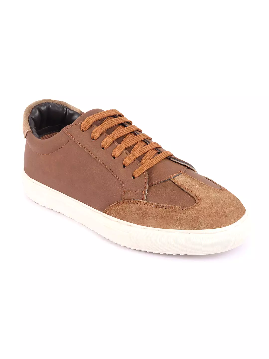 Men Tan Lace-Up Low Top Classic Sneakers Casual Shoes