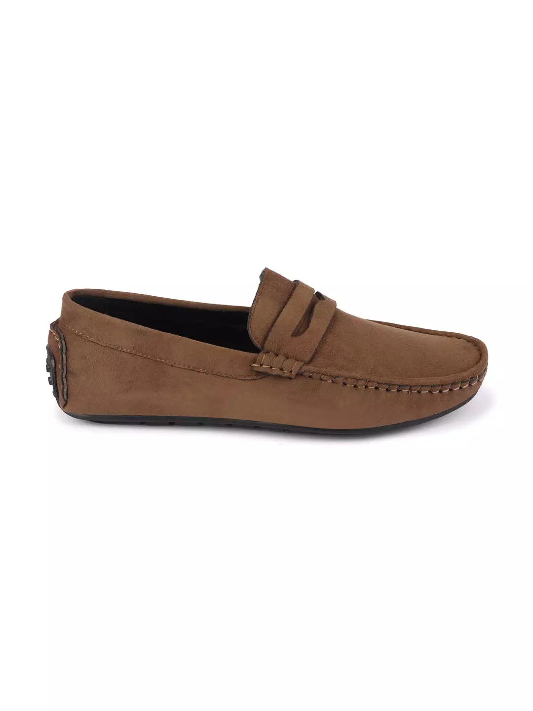 Men Tan Suede Leather Side Stitched Driving Loafer and Moccasin