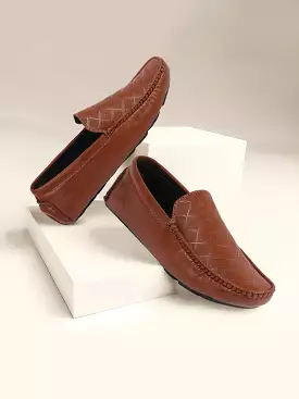 Men Tan Textured Design Casual Classic Slip On Driving Loafer and Moccasins