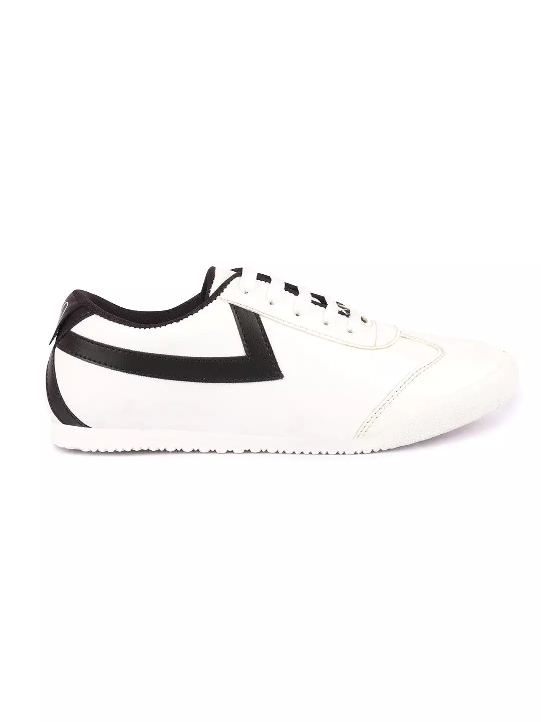 Men White Lace-Up Classic Striped Sneakers Casual Shoes