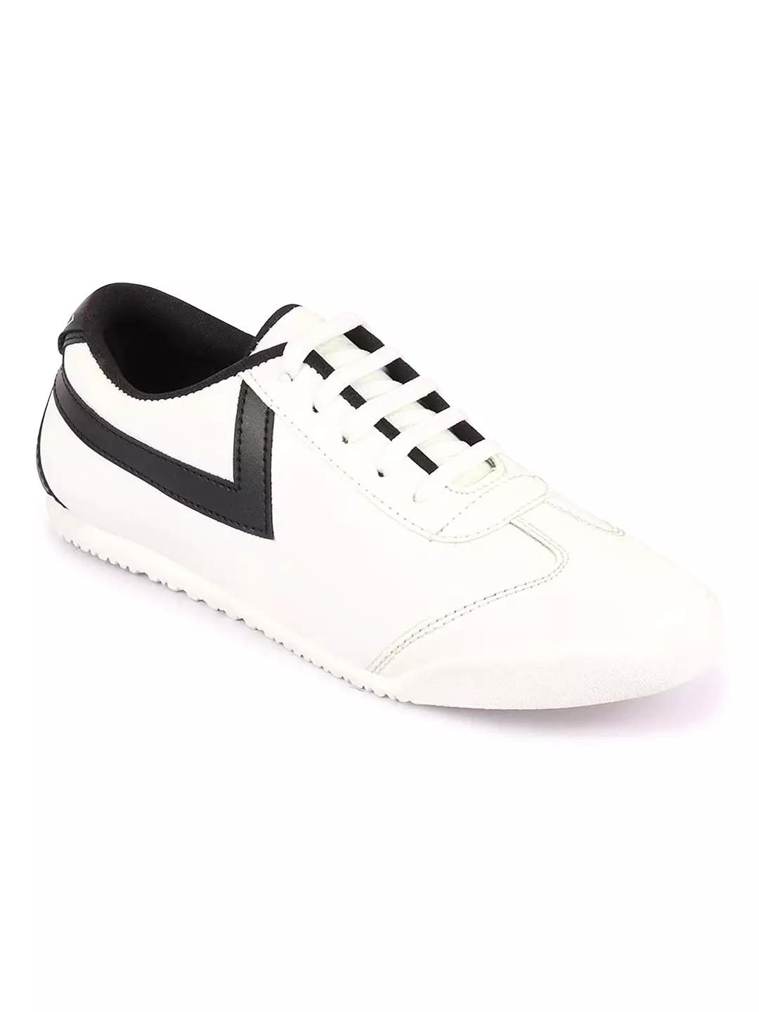 Men White Lace-Up Classic Striped Sneakers Casual Shoes