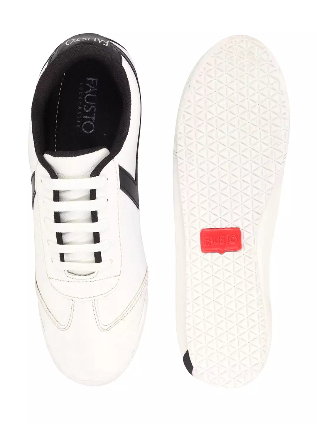 Men White Lace-Up Classic Striped Sneakers Casual Shoes