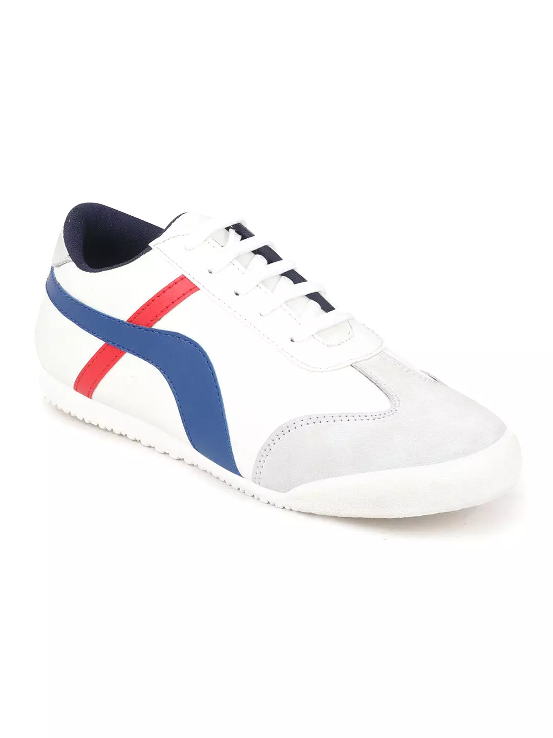 Men White Multy Lace-Up Casual Trendy Fashion Outdoor Sneakers