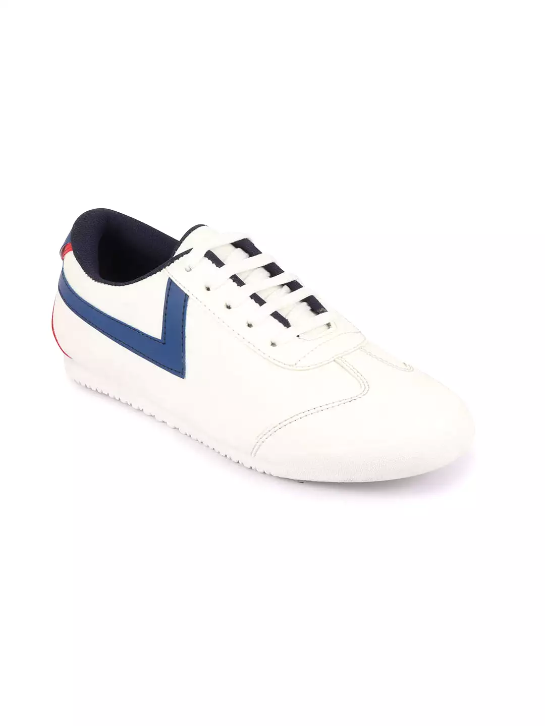 Men White Multy Lace-Up Classic Striped Sneakers Casual Shoes