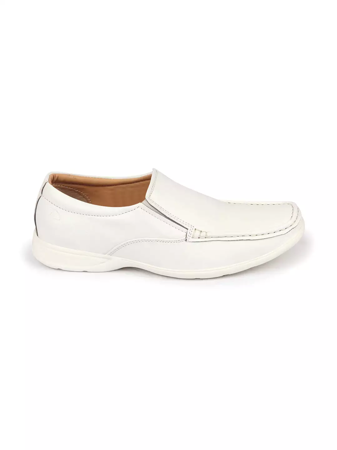 Men White Side Stitched Casual Comfort Slip-On Loafer Shoes