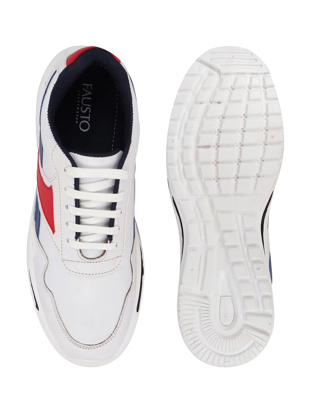 Men White Sporty Lace Up Chunky Sneakers