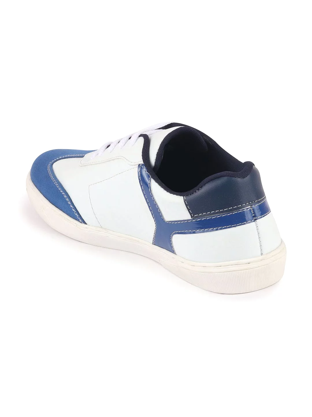 Men White/Navy Blue Lace Up Classic Sneakers