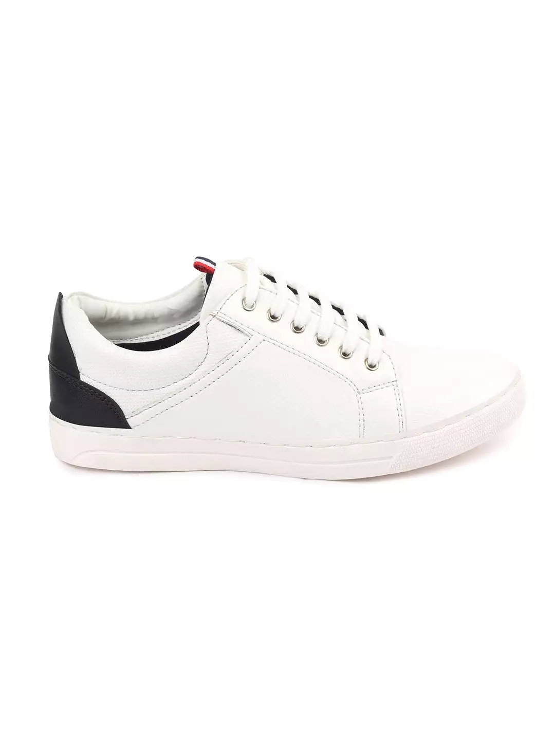 Men White/Navy Classic Lace Up Sneakers