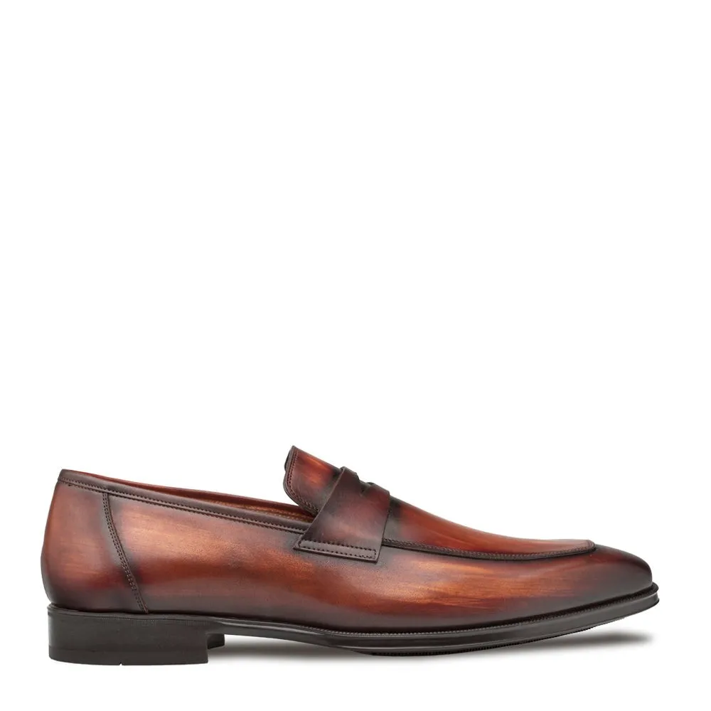 Mezlan Avenue 20910 Men's Shoes Cognac Calf-Skin Leather Penny Loafers (MZ3650)