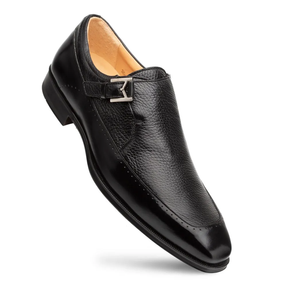 Mezlan Bernado Men's Shoes Black Deer / Shine Calf-Skin Leather Monk-Strap Loafers (MZ3685)