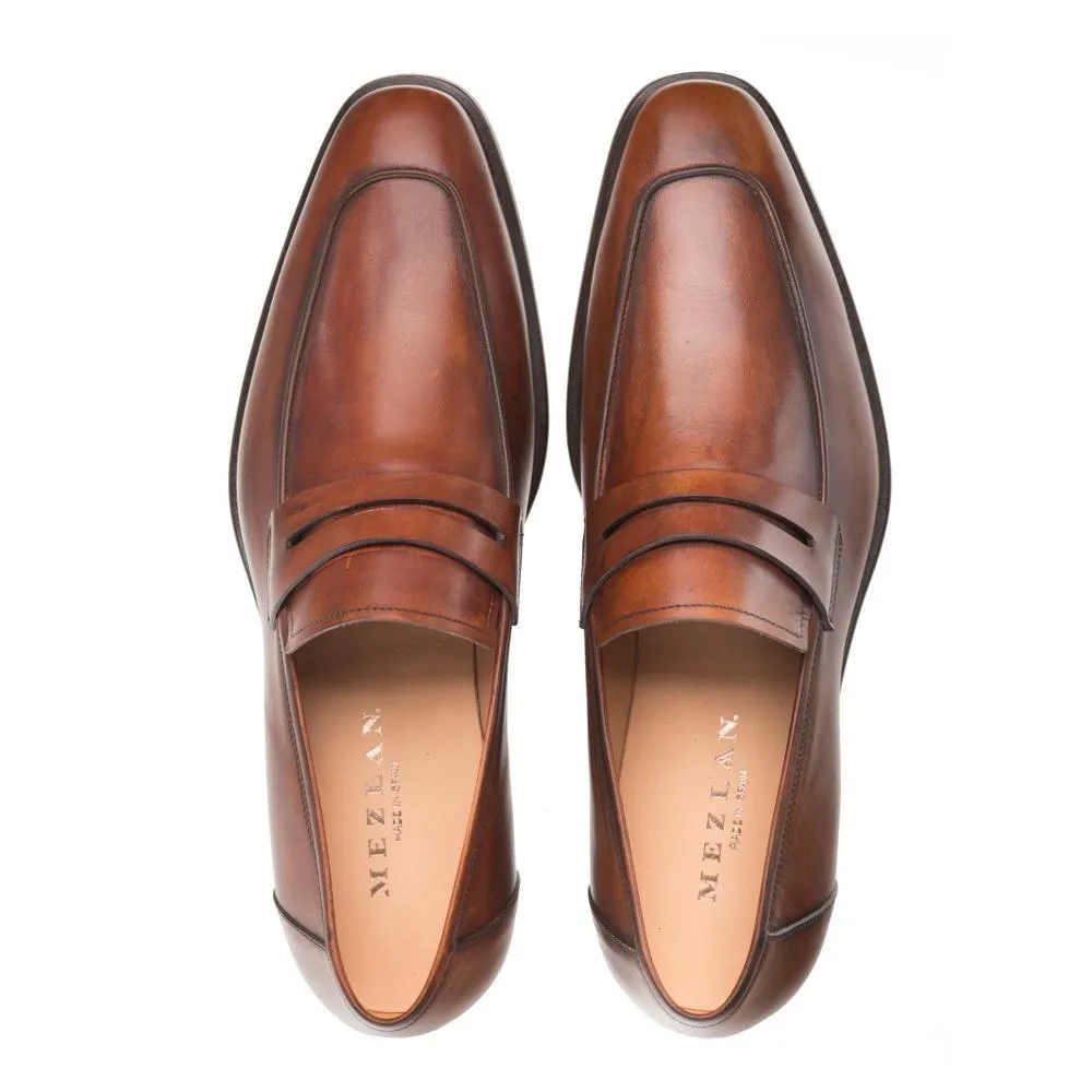 Mezlan E20243 Men's Shoes Cognac Calf-Skin Leather Penny Loafers (MZ3401)