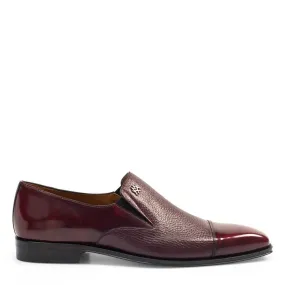 Mezlan Milani Men's Designer Shoes Burgundy Deer-Skin / Calf-Skin Leather Dress Slip-On Loafers 18984 (MZ3198)