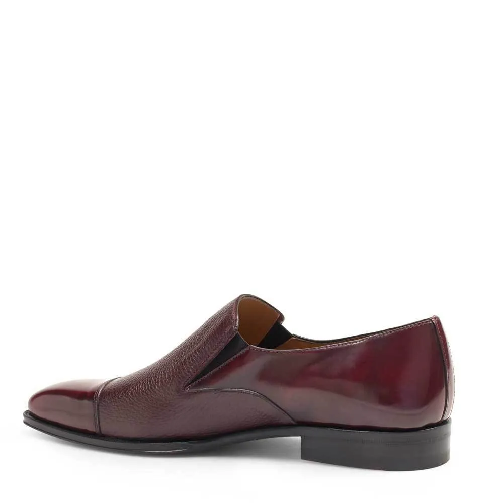 Mezlan Milani Men's Designer Shoes Burgundy Deer-Skin / Calf-Skin Leather Dress Slip-On Loafers 18984 (MZ3198)