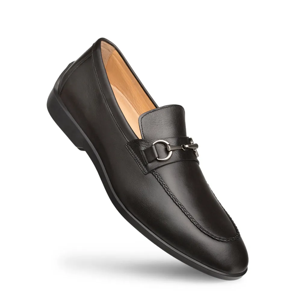 Mezlan R20268 Men's Shoes Black Italian Calfskin Leather Apron Ornament Loafers (MZ3495)