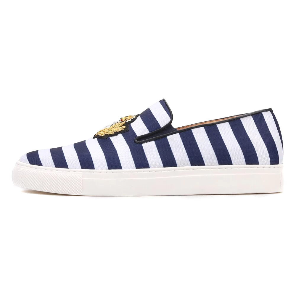 Mixed colors striped canvas men sneakers loafers