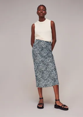 Multicolour Abstract Cheetah Silk Skirt