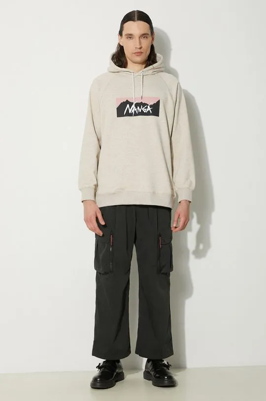 Nanga sweatshirt Eco Hybrid Box Logo Sweat Hoodie men's beige color hooded with a print NW2311.1F202