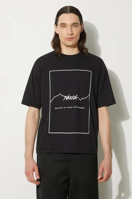 Nanga t-shirt Dry Mix Frame Logo Tee men’s black color with a print NW2221.1G503