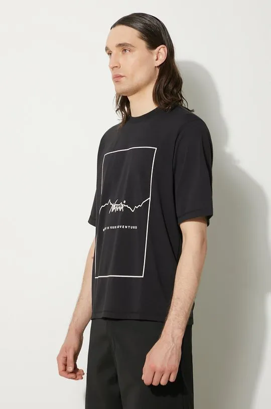 Nanga t-shirt Dry Mix Frame Logo Tee men’s black color with a print NW2221.1G503