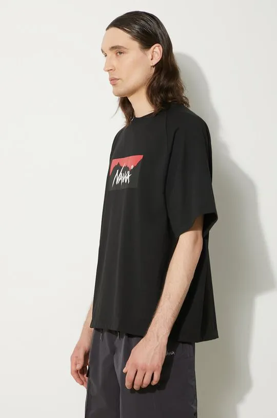 Nanga t-shirt Eco Hybrid Box Logo Loose Fit Tee men’s black color with a print NW2311.1G209