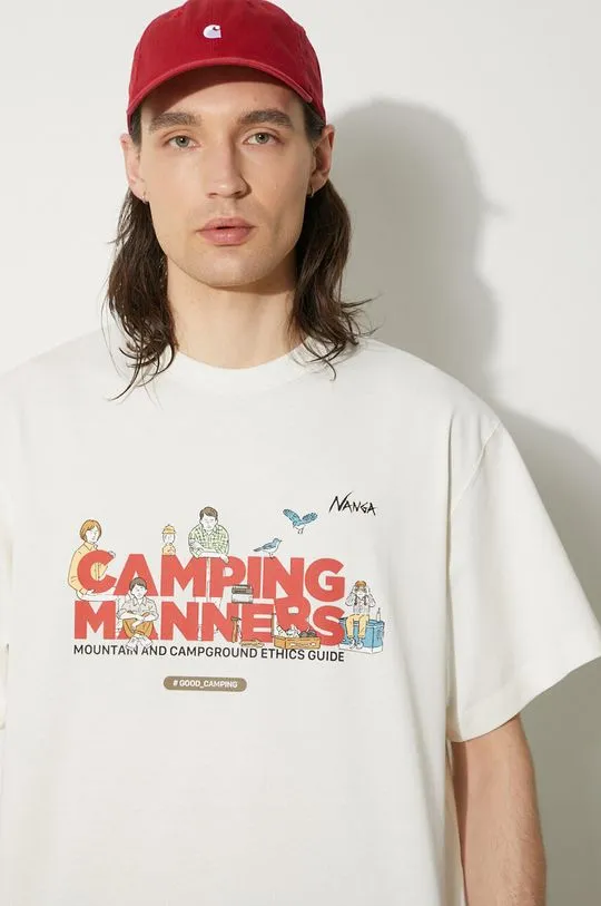 Nanga t-shirt Eco Hybrid Camping Manners Soap Bubbles Tee men’s white color with a print NW2411.1G801.A