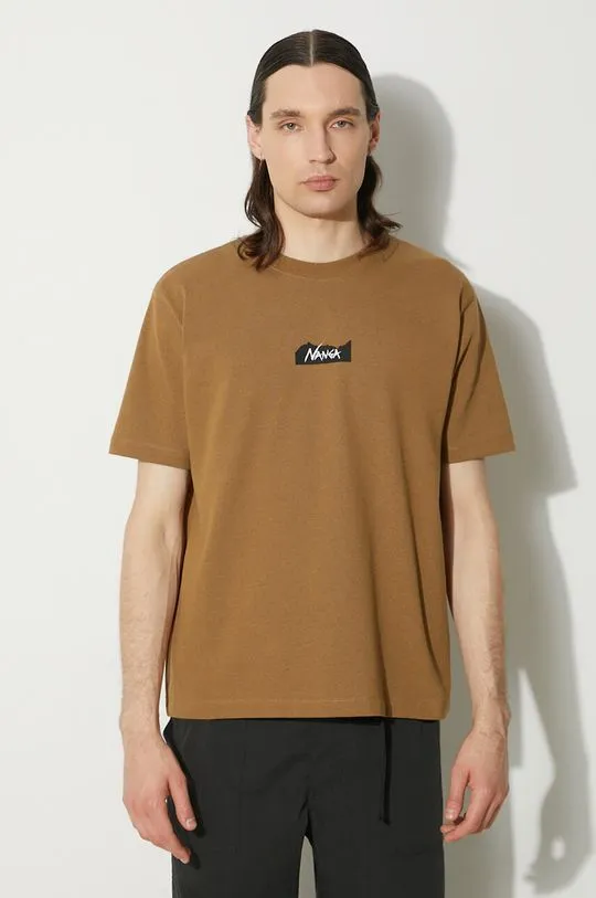 Nanga t-shirt Eco Hybrid Mt Logo Tee men’s brown color with a print NW2211.1G208