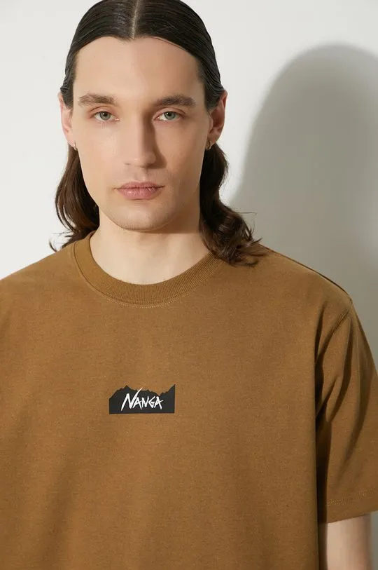 Nanga t-shirt Eco Hybrid Mt Logo Tee men’s brown color with a print NW2211.1G208