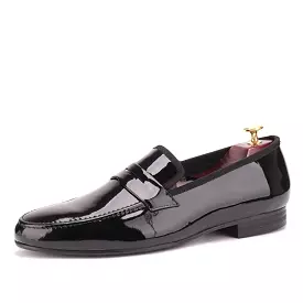 OneDrop Black Patent Leather Handmade Men Party Wedding Banquet Prom Loafers