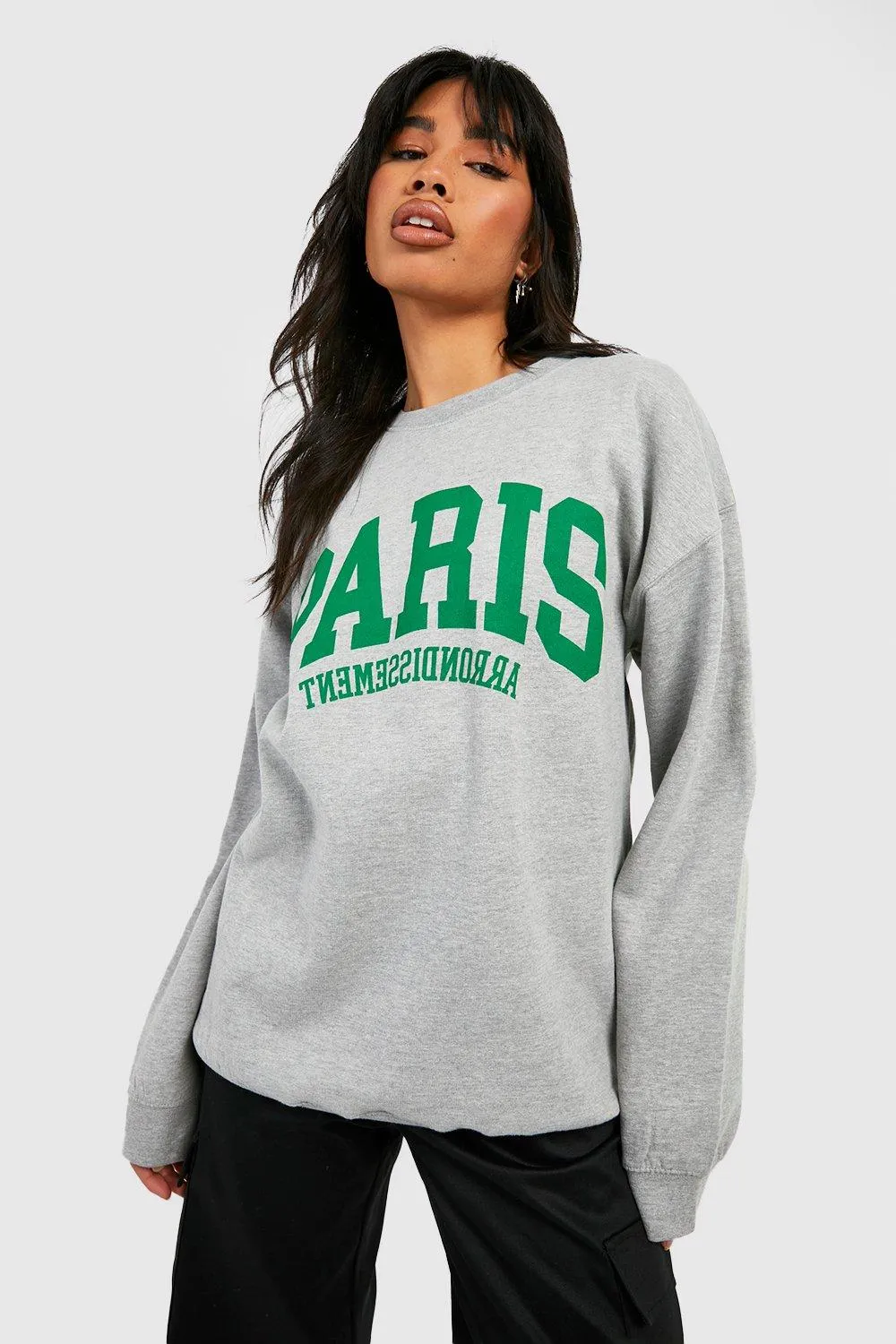 Paris Slogan Oversized Sweater