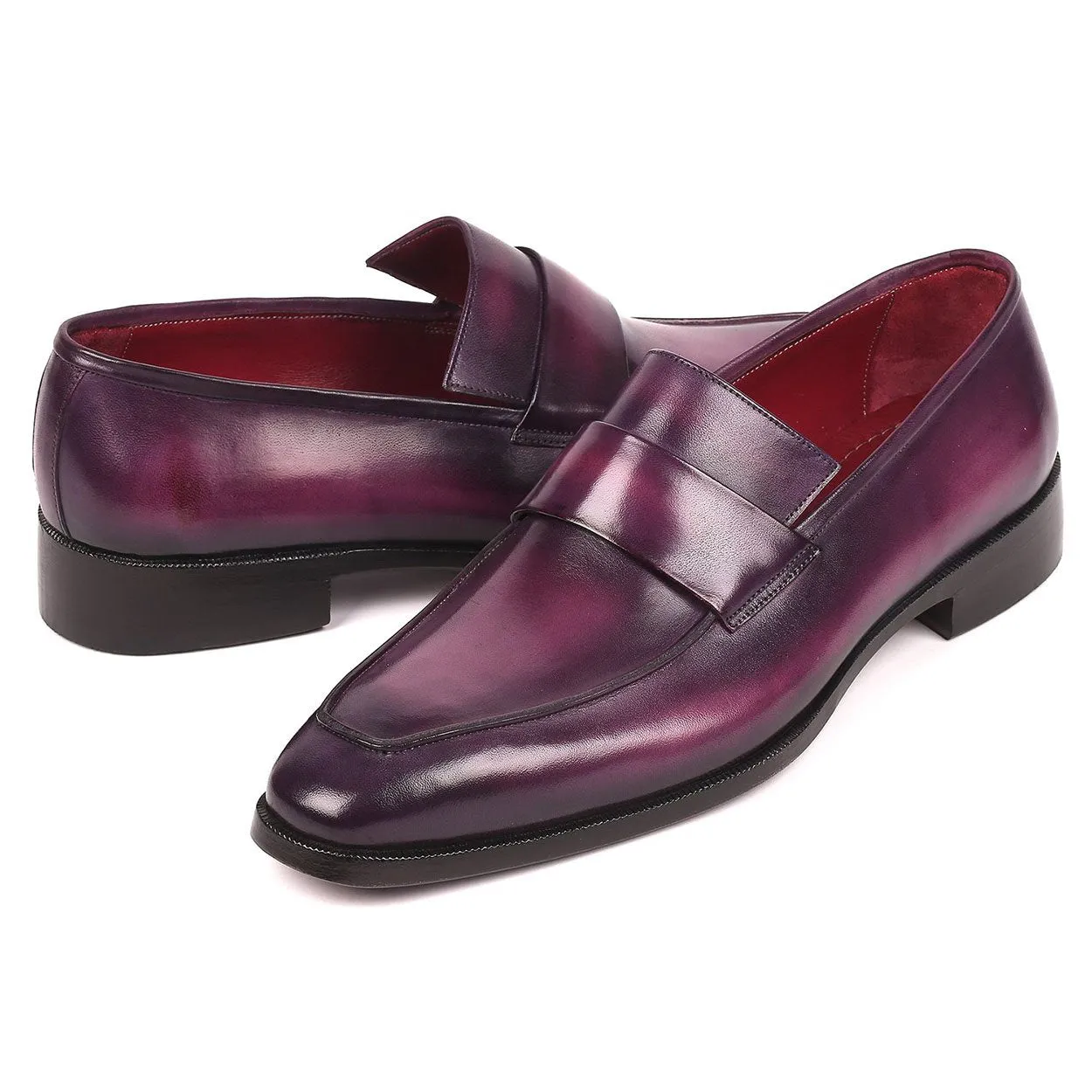 Paul Parkman Men's Purple Calf-Skin Leather Slip-On Loafers 93PR814 (PM6156)