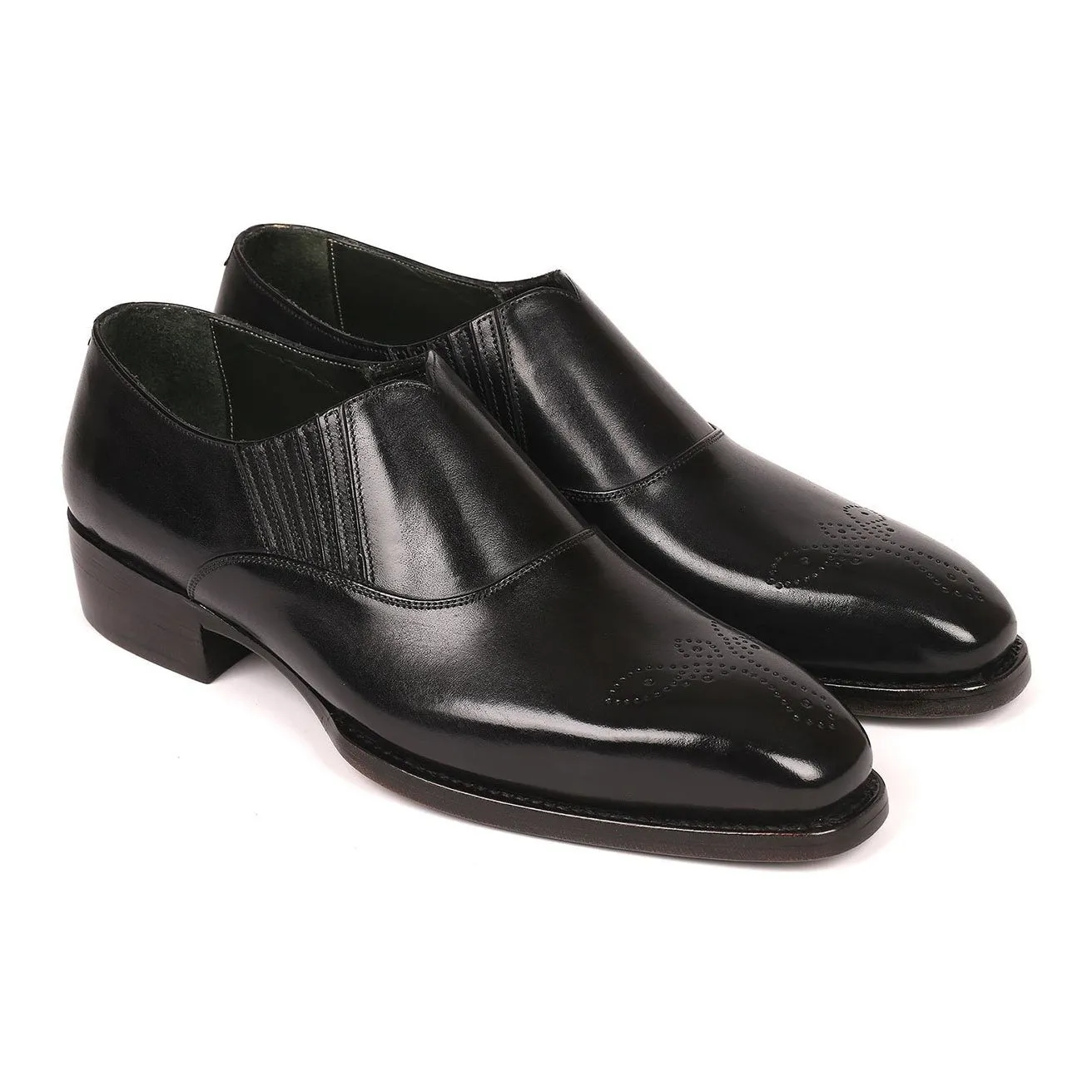 Paul Parkman Men's Shoes Black Calf-Skin Leather Goodyear Welted Loafers GH861TR (PM6210)