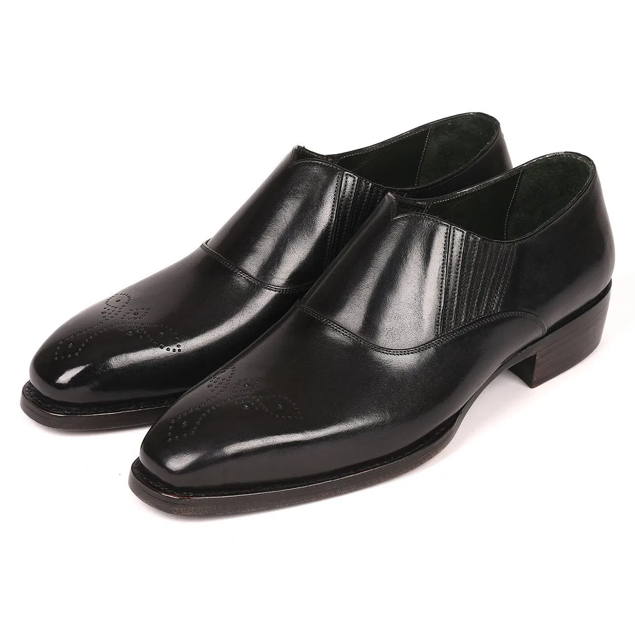 Paul Parkman Men's Shoes Black Calf-Skin Leather Goodyear Welted Loafers GH861TR (PM6210)