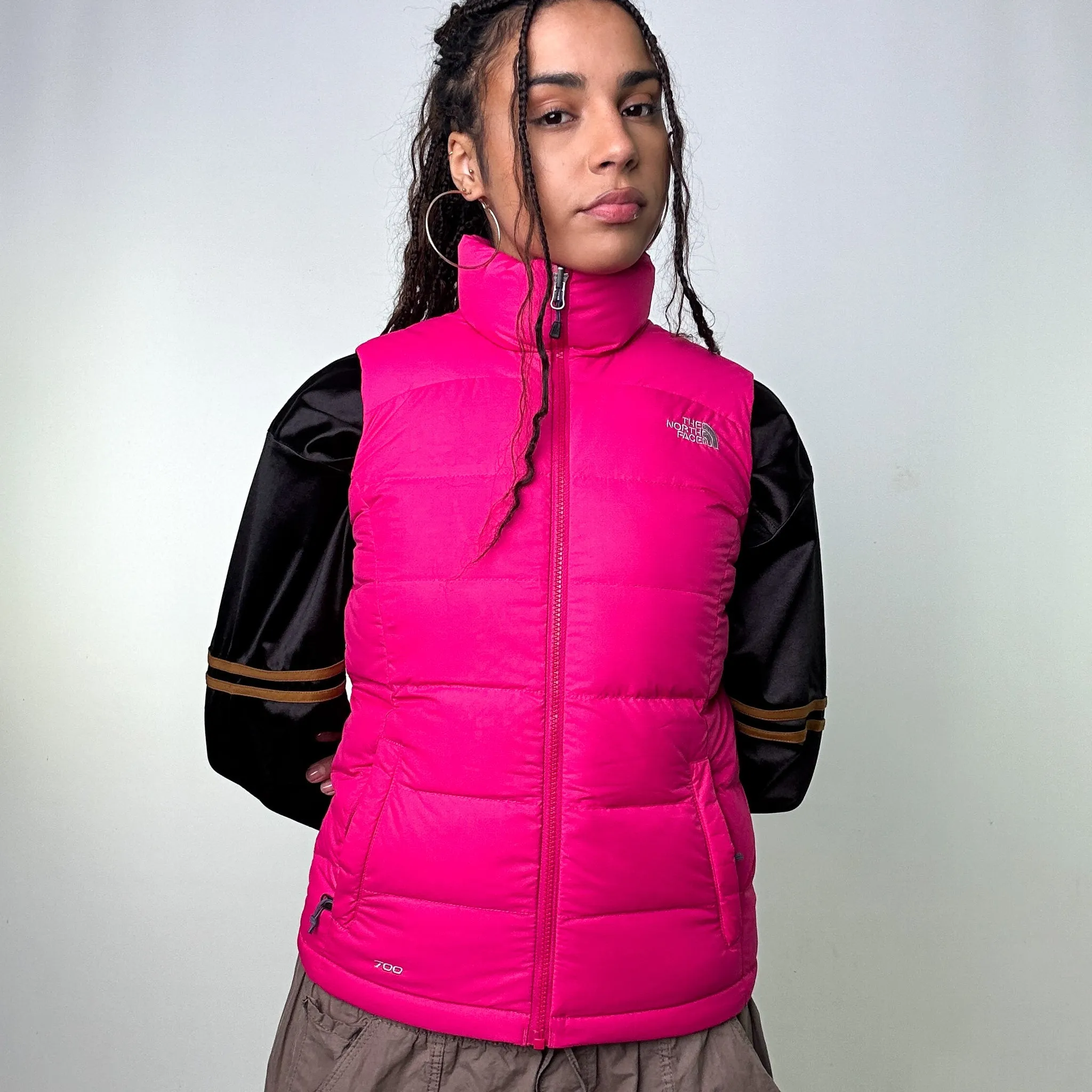 Pink y2ks The North Face 700 Series Puffer Jacket Coat Gilet (XS)