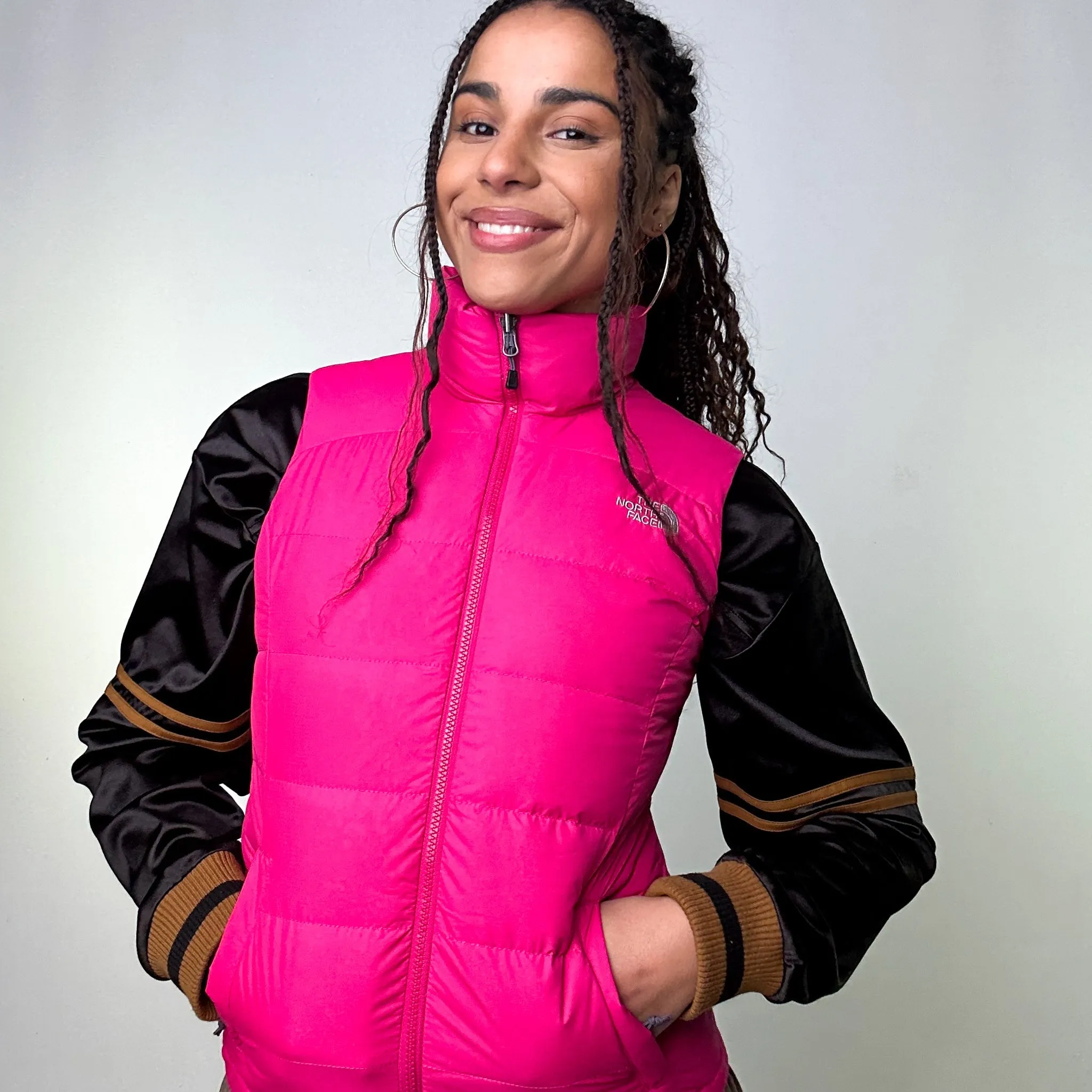 Pink y2ks The North Face 700 Series Puffer Jacket Coat Gilet (XS)