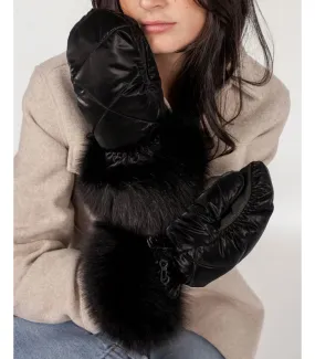 Reyna Puffer Mittens with Fox Fur Cuff: FurHatWorld.com