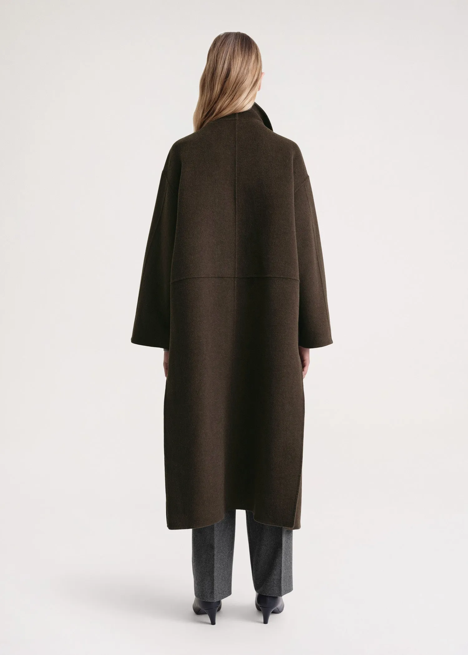 Signature wool cashmere coat chocolate melange