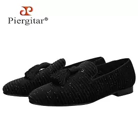 Stripe Cotton Men Loafers Handmade Tassel Men