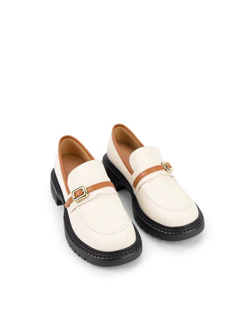 Two Tone Slip On Chunky Platform Loafers