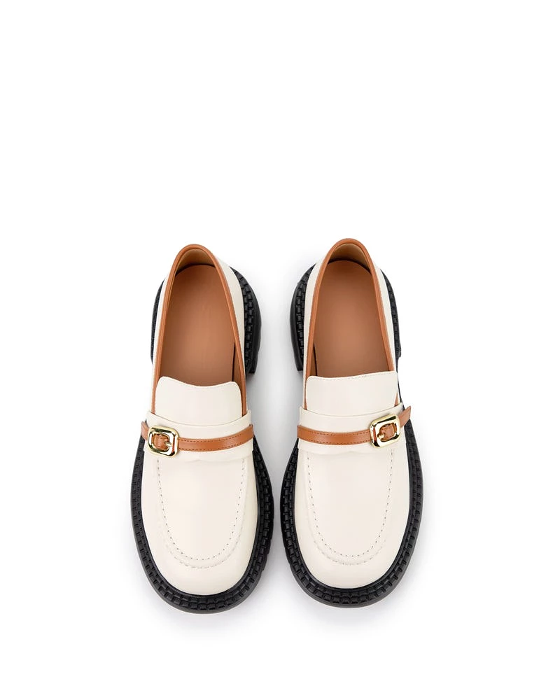 Two Tone Slip On Chunky Platform Loafers