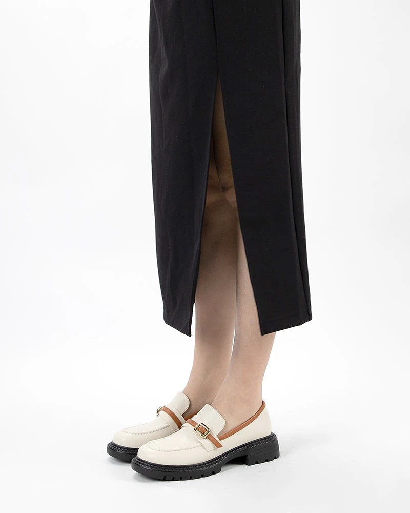 Two Tone Slip On Chunky Platform Loafers