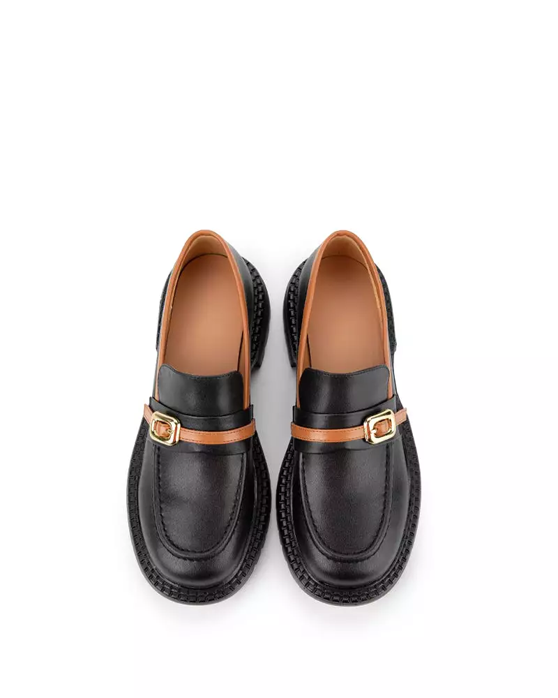 Two Tone Slip On Chunky Platform Loafers