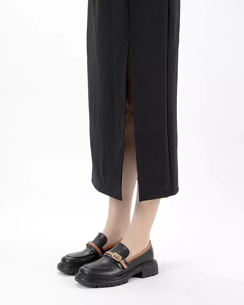 Two Tone Slip On Chunky Platform Loafers