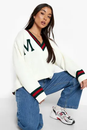 Varsity Deep V Sweater