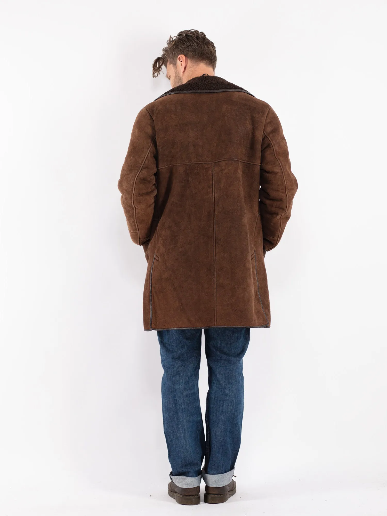 Vintage 70's Men Sheepskin Coat in Brown