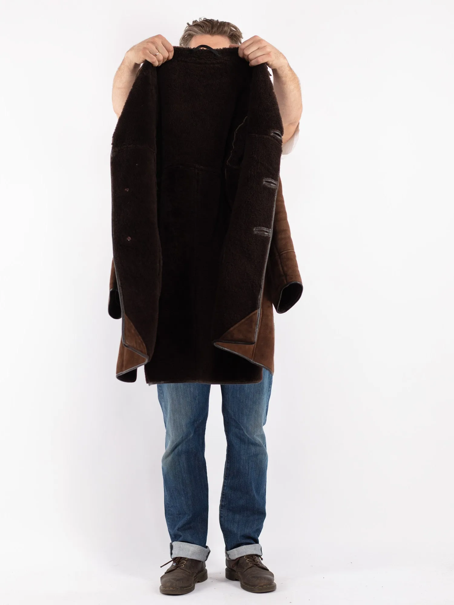 Vintage 70's Men Sheepskin Coat in Brown