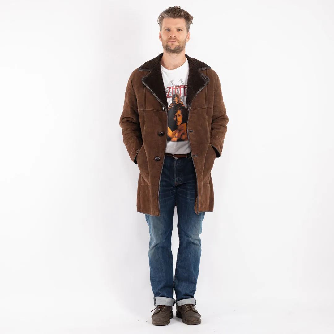 Vintage 70's Men Sheepskin Coat in Brown