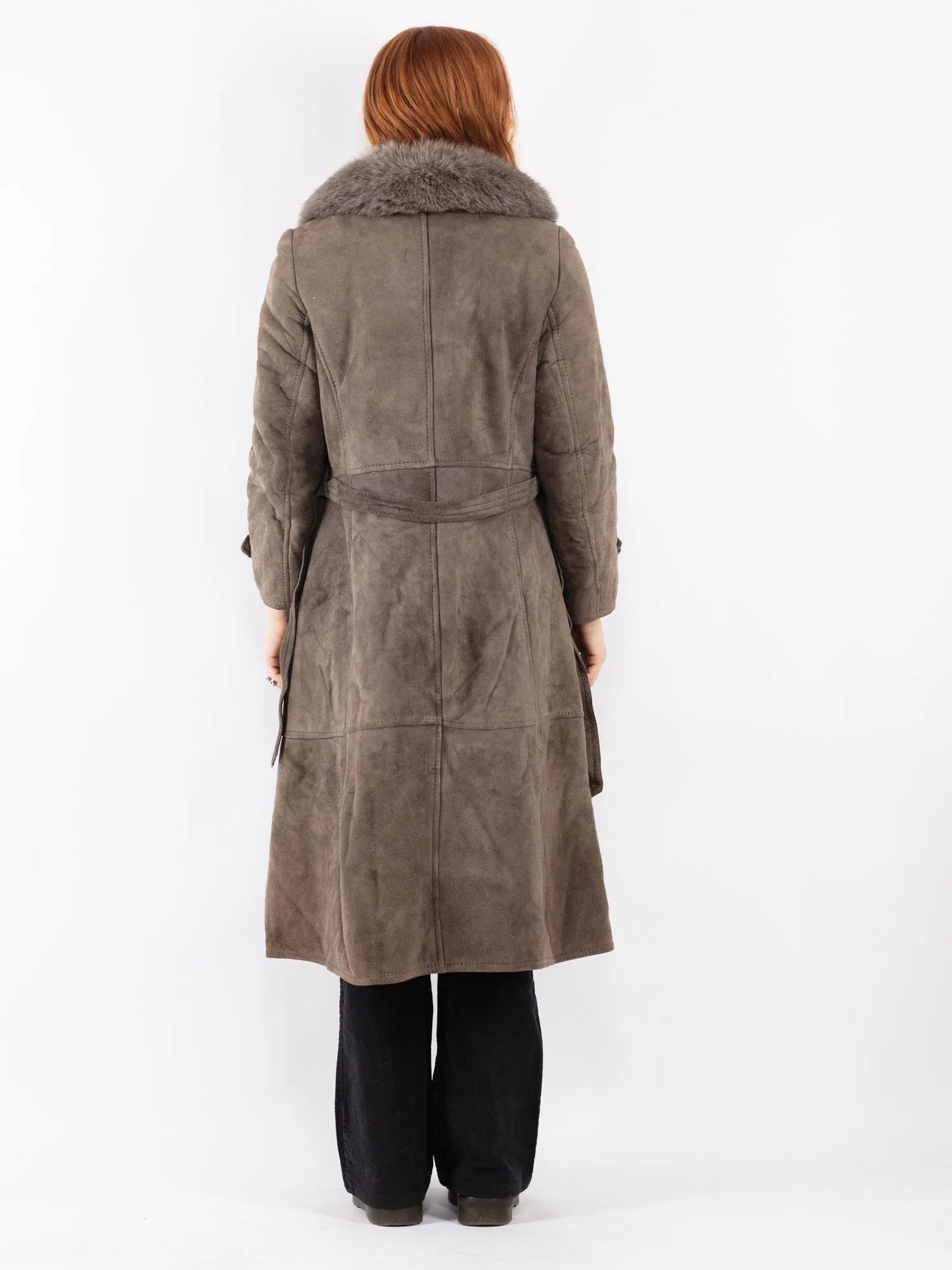 Vintage 70's Women Sheepskin Coat in Gray