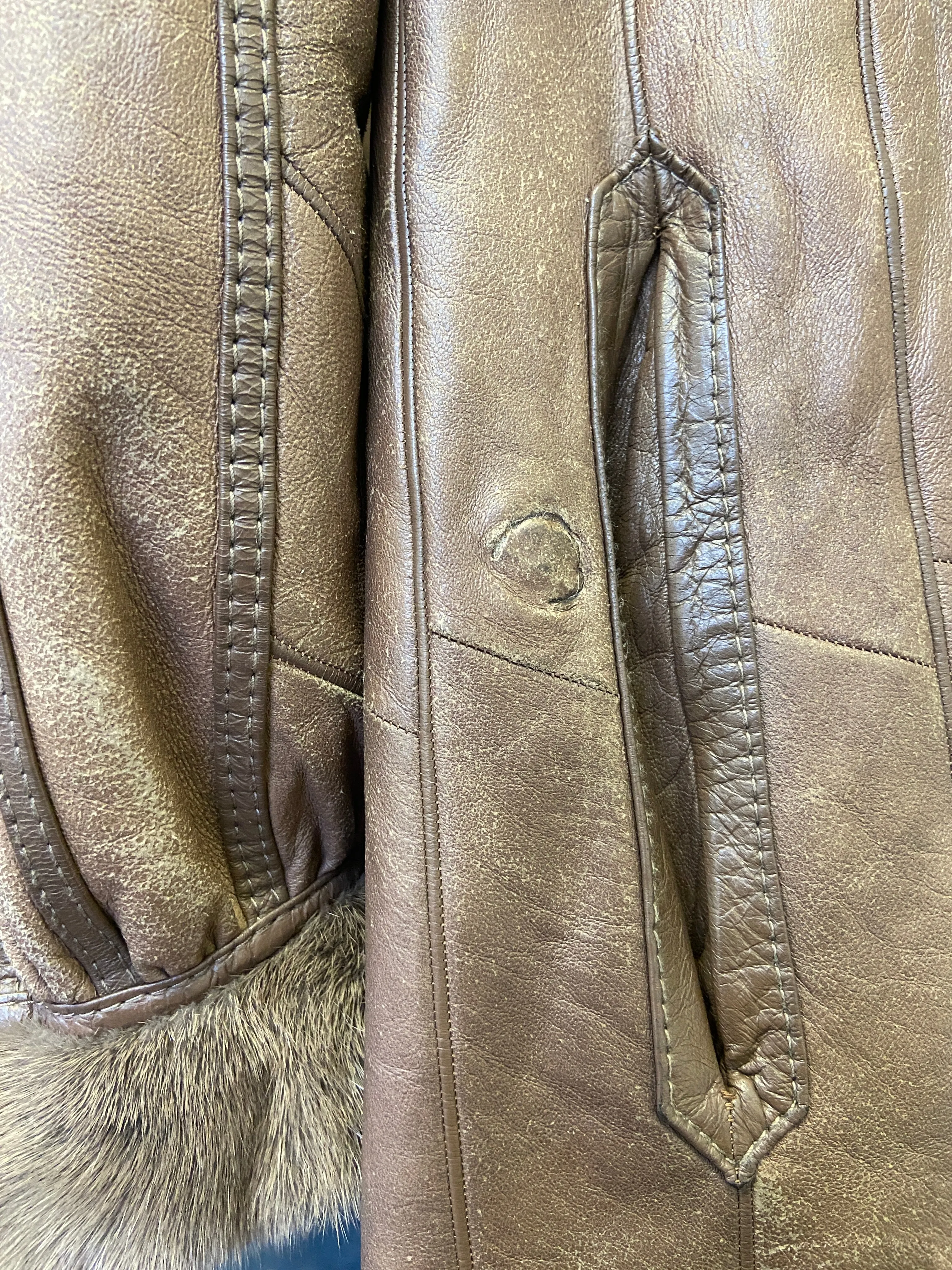 Vintage 80's Women Leather Coat in Brown